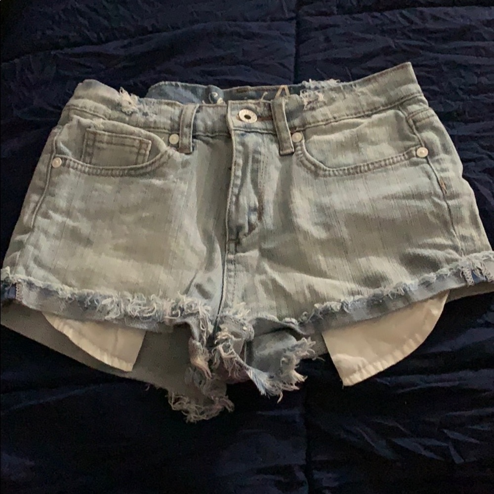 Shortie distressed jean shorts